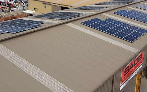 Roof-top solar installation at SADB